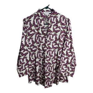 Foxcroft Wrinkle Free Fitted Novelty Print Business Casual Office Blouse 16